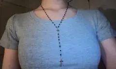 black y2k grunge cross rosary necklace❤︎