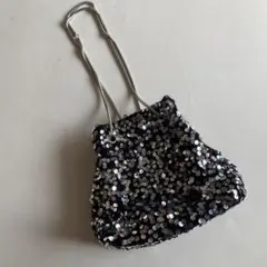 スパンコール黒パーティーバッグ