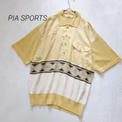 ピアスポーツ メンズ 半袖 シャツ カットソー 麻100% 異素材ドッキングのサムネイル