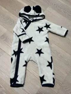 アイボリー・ブラック 星柄ロンパース 80cm