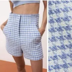 ZARA ハイウエストツイードショートパンツ