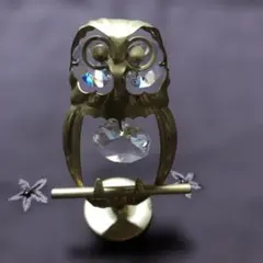 ❤️フクロウデザインの置物 ゴールド♡クリスタル✨✨✨