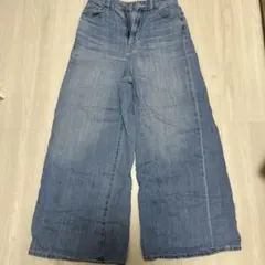 ライトブルーデニムワイドレッグパンツ