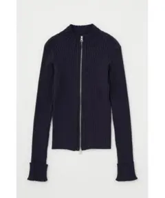 MOUSSY ネイビー リブニット ダブルジップアップ