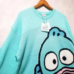 新品　Sanrio　はんぎょどん　ニットセーター　L　レディース　ビックフェイス
