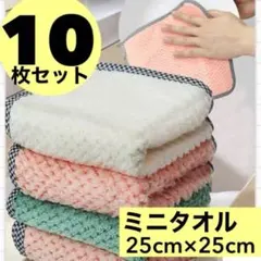 ミニタオル ハンドタオル おてふき吸水速乾食器用 ループ付 10枚セットまとめ