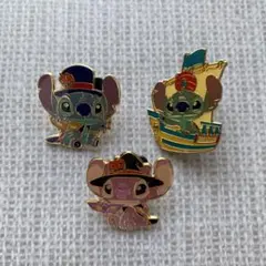 TDS ワゴンゲーム景品ピンバッジ　使用済品　3点セット　スティッチ　エンジェル