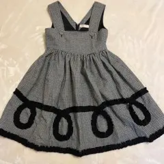 ギンガムチェックノースリーブワンピース １３０㌢　ウール100%