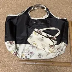 LAURA ASHLEY エコバッグ ポーチ付き 花柄　ブラウン系のサムネイル