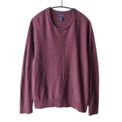 GAP 長袖 クルーネック ニット セーター 綿100% メンズ S ボルドー