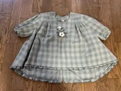 KANEKO ISAO チェック柄 半袖ブラウス 花刺繍 フリル フリーサイズのサムネイル