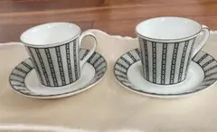 カップ＆ソーサー 2客セット ストライプ柄　ウェッジウッド