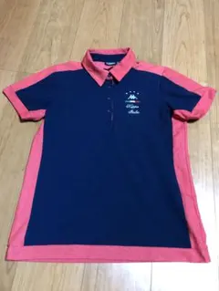 カッパ　レディース　ゴルフ　ポロシャツ　シャツ　半袖　L ネイビー　赤