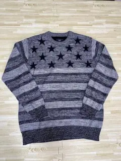 AZUL by moussy 星条柄 ジャガード ニットセーター M