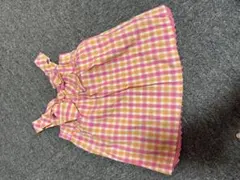 ピンクと黄色のチェック柄ワンピース