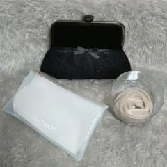 【ジルスチュアート】がま口フォーマルバッグとクリアポーチ　コサージュのセット