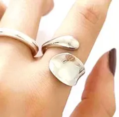 シルバー925 モダンデザインリング サイズ調節可能　カジュアル　韓国　古着