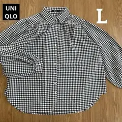 ユニクロC レディース ボリュームチェックブラウス L 長袖 468794