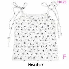 Heather 小花柄 リボンキャミソール リブ ホワイト フリーサイズのサムネイル