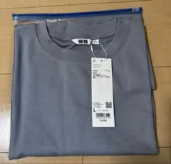 ユニクロエアリズム コットン オーバーサイズ 5分袖Tシャツ 色ブルー サイズL