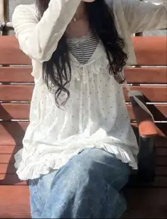 ドット柄キャミワンピチュニックフリル