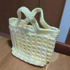 イエロー編み物エコバッグ