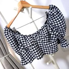 即購入○　翌日発送　H＆M ギンガムチェック　オフショル　カットソー　Mサイズ