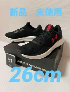 新品26cmアンダーアーマーUNDERARMOUR UAチャージドパスート3黒赤