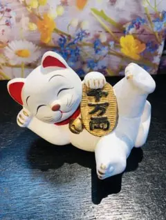 招き猫　ねこ 千万両　石　置物 楽天市場】【人気商品】 招き猫 置物 生意興隆 千万両 白色 陶器製