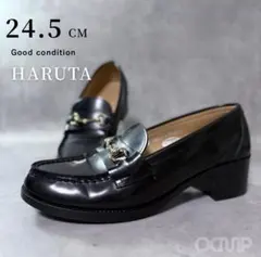 美品 ハルタ ヒールアップビットローファ　24.5EEE 太ヒール 革靴