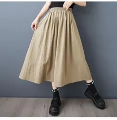 3色展開 ロングスカート 無地＆シンプル ゆったり 薄手 Aライン フリー