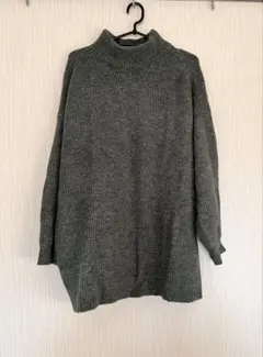 ジーユー パフィータッチオーバーサイズハイネックセーター XL グリーン