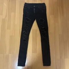 mnml ダメージ加工 スキニーデニム ブラック - メルカリ
