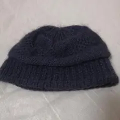 ダーク紫ニット帽 ウール