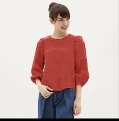 未使用タグ付き　GU コットンレース ブラウス