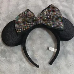 ミニーマウス　ビジュー　リボンカチューシャ