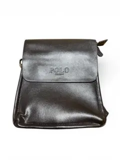 POLO ダークブラウン レザー ショルダーバッグ