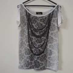 CECIL McBEE レースプリント 半袖Tシャツ