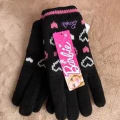 新品 Barbie バービー 手袋 女児 女の子 キッズ てぶくろ 防寒 黒のサムネイル