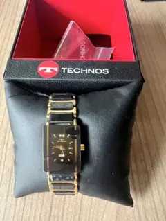 TECHNOS テクノス レディース腕時計 ブラック×ゴールド セラミック調のサムネイル