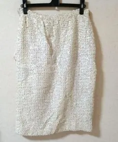 Caron Components アイボリー スパンコール タイトスカート