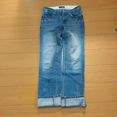 GLOBAL WORK　ストレートデニム 　ロールアップ裾