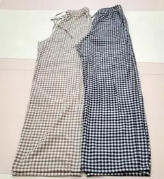 チェックイージーセミワイドパンツ 2枚セットのサムネイル