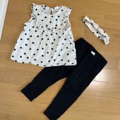 80㎝ 3点セット【H&M】ベビーブラウス、パンツ、ヘアバンドセット