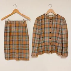 アクアスキュータム　上質　チェック セットアップ ジャケット　スカート