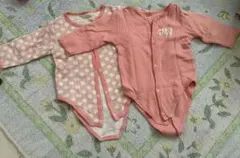 キルト生地ロンパース 80cm ピンク ドット柄