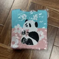 パンダ柄 ニットバッグ ミニトート
