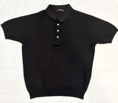 ポロシャツ.ポロセーター.ニットポロ.メンズ.LL.黒.日本製.半袖.夏のサムネイル