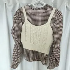 ems エムズエキサイト  ビスチェ付きブラウンチェック