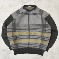 チェック柄 ニットセーター M 古着 アメカジ レトロ カジュアル 90s